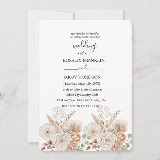 watercolor boho wedding Invitation 招待状