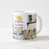 Watercolor Bonjour Beautiful Paris ジャンボコーヒーマグカップ (正面右)