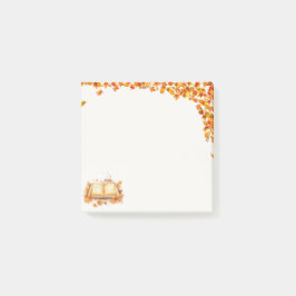 Watercolor Book and Tea, Cozy Autumn ポストイット