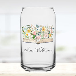 Watercolor Book Flower Floral Teacher Appreciation ガラス缶