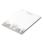 Watercolor Book Lover Lavender Flowers  ノートパッド (回転)