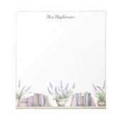 Watercolor Book Lover Lavender Flowers  ノートパッド (正面)