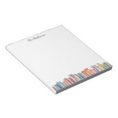 Watercolor Book Lover Pastel Books Border ノートパッド (アングル)
