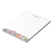 Watercolor Book Lover Pastel Books Border ノートパッド (回転)