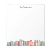Watercolor Book Lover Pastel Books Border ノートパッド (正面)