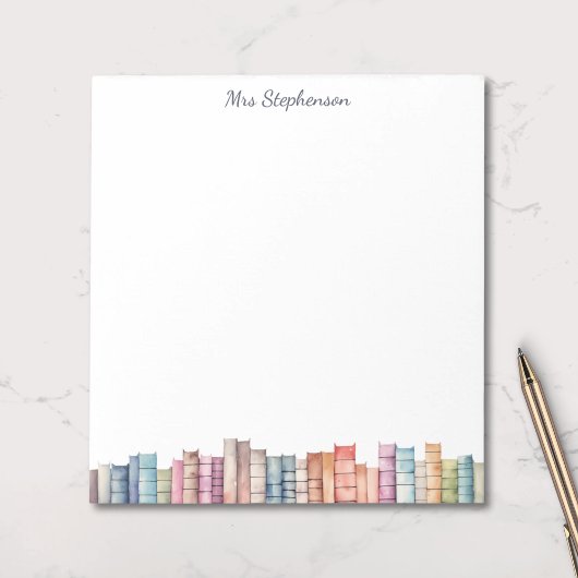 Watercolor Book Lover Pastel Books Border ノートパッド