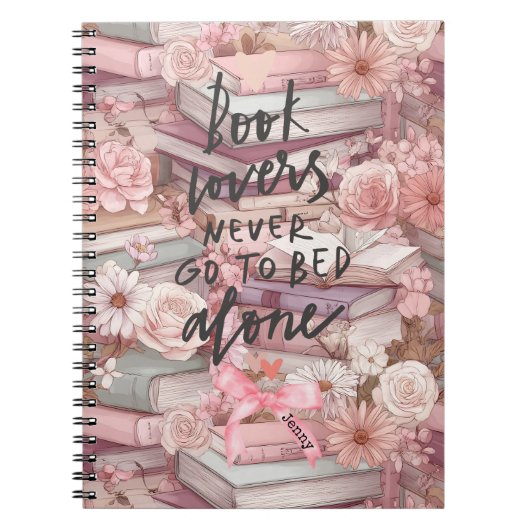 Watercolor Books and Pink Flowers Notebooks ノートブック (正面)