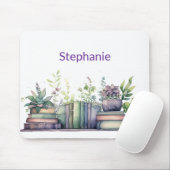 Watercolor Books and Plants Personalized マウスパッド (マウス)