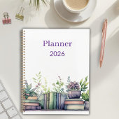 Watercolor Books and Plants Personalized Planner プランナー手帳