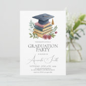 Watercolor Books & Cap Graduation Invite 招待状 (スタンド正面)