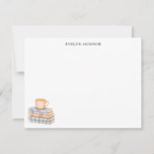 Watercolor Bookstack and Coffee Mug Personalized ノートカード (正面)