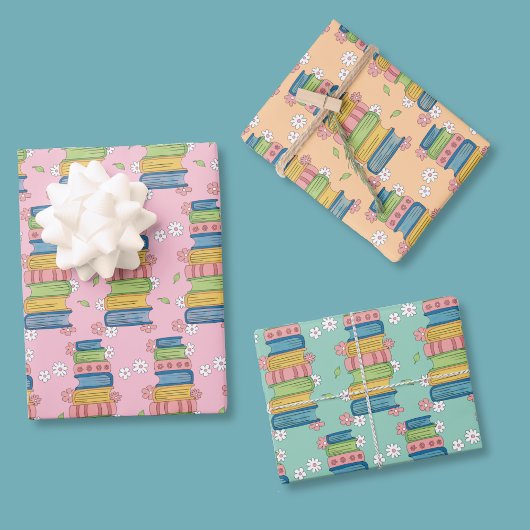 Watercolor Bookstack Pattern Wrapping Paper Sheet  ラッピングペーパーシート