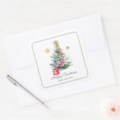 Watercolor Botanical Christmas スクエアシール (封筒)