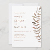 Watercolor Botanical Eucalyptus Leaf Stem Wedding 招待状 (正面)