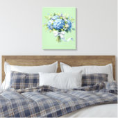 Watercolor Botanical Floral Hydrangea キャンバスプリント (インサイチュ (寝室))