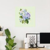 Watercolor Botanical Floral Hydrangea ポスター (ホームオフィス)