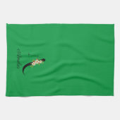 Watercolor botanical green initial monogram キッチンタオル (横)