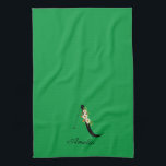 Watercolor botanical green initial monogram キッチンタオル<br><div class="desc">Add a personal touch to your kitchen with this lovely green towel! Made from super-absorbent fabric, it's perfect for all your kitchen needs. What makes it extra special? It's personalized with your initial and full name in a beautiful monogram, surrounded by sweet red and white watercolor flowers. It's not just...</div>