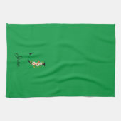 Watercolor botanical green initial monogram キッチンタオル (横)
