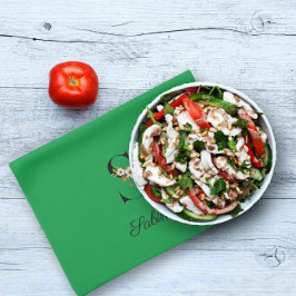 Watercolor botanical green initial monogram キッチンタオル