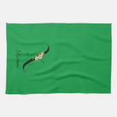 Watercolor botanical green initial monogram キッチンタオル (横)