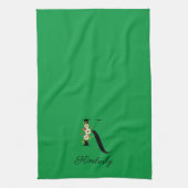 Watercolor botanical green initial monogram キッチンタオル (縦)