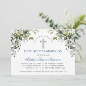 Watercolor Botanical Greenery Dusty Blue Communion 招待状 (スタンド正面)
