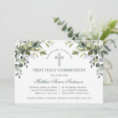 Watercolor Botanical Greenery Sage Green Communion 招待状 (スタンド正面)