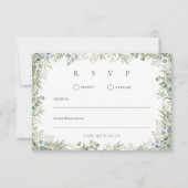 Watercolor Botanical Greenery Wedding 出欠カード (正面)