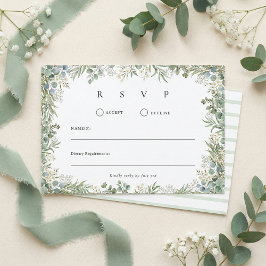 Watercolor Botanical Greenery Wedding 出欠カード