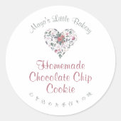 Watercolor Botanical Heart Bakery Product ラウンドシール (正面)