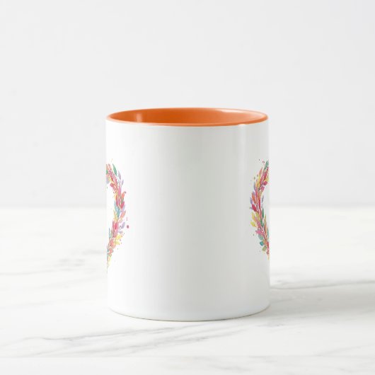 Watercolor Botanical Heart Mug マグカップ (中央)