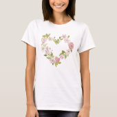 Watercolor Botanical Heart Wreath Tシャツ (正面)