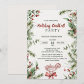 Watercolor Botanical Holiday Cocktail Party 招待状 (正面/裏面)