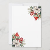 Watercolor Botanical Holly Berries Christmas Party 招待状 (裏面)