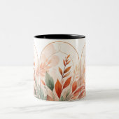 Watercolor Botanical Leaves Elegant CoffeeMug ツートーンマグカップ (中央)