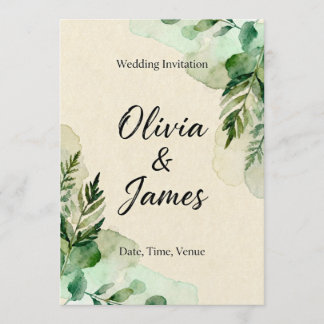 Watercolor Botanical Leaves Invitation 招待状