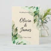 Watercolor Botanical Leaves Invitation 招待状 (スタンド正面)