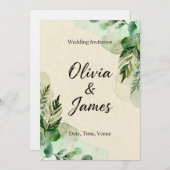 Watercolor Botanical Leaves Invitation 招待状 (正面/裏面)