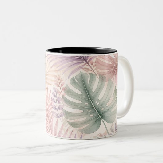Watercolor Botanical Leaves Mug ツートーンマグカップ (正面右)
