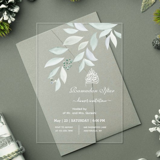Watercolor Botanical Ramadan Iftar アクリル招待状