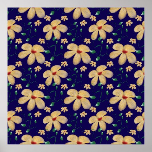 Watercolor Botanical Seamless Pattern   ポスター (正面)