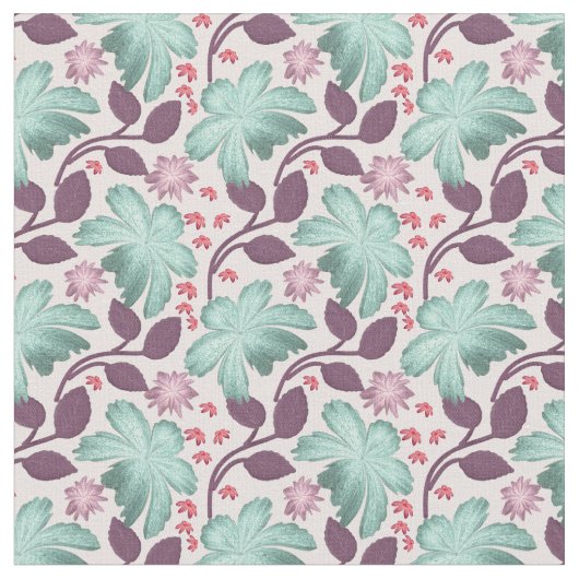 Watercolor Botanical Seamless Pattern Pastel Leave ファブリック (クローズアップ)