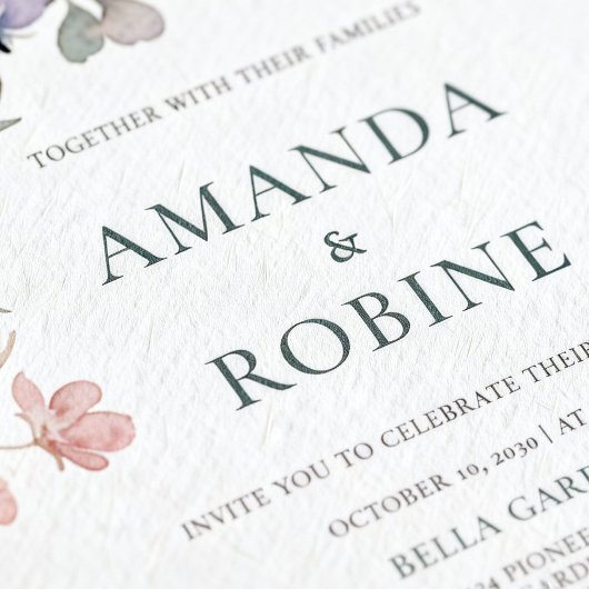 Watercolor Botanical Wedding Invitation 招待状