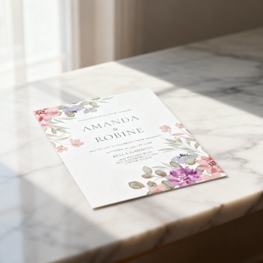 Watercolor Botanical Wedding Invitation 招待状