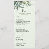 Watercolor Botanical Wedding Menu with Guest Name メニュー (正面)