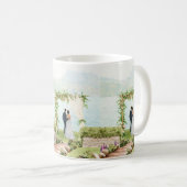 Watercolor Botanical Wedding Mug Guest Favor コーヒーマグカップ (正面右)