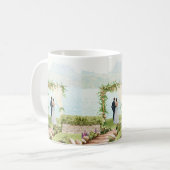 Watercolor Botanical Wedding Mug Guest Favor コーヒーマグカップ (正面左)