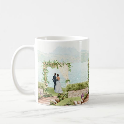 Watercolor Botanical Wedding Mug Guest Favor コーヒーマグカップ (左)