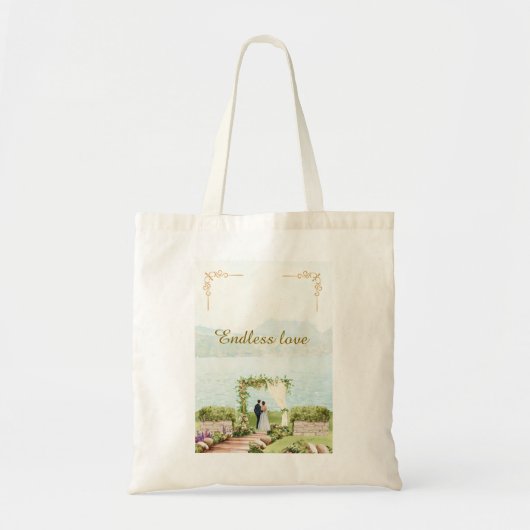 Watercolor Botanical Wedding Tote Bag – Elegant トートバッグ (正面)